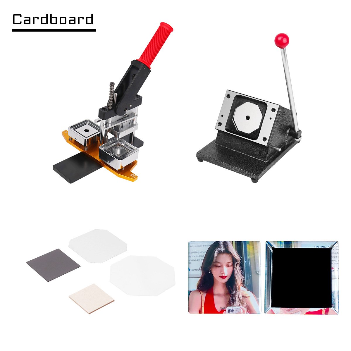 Wholesale 50*50mm 2*2 inch Square fridge Magnet maker Machine Kit with Paper Cutter and 100 sets fridge Magnet Materials