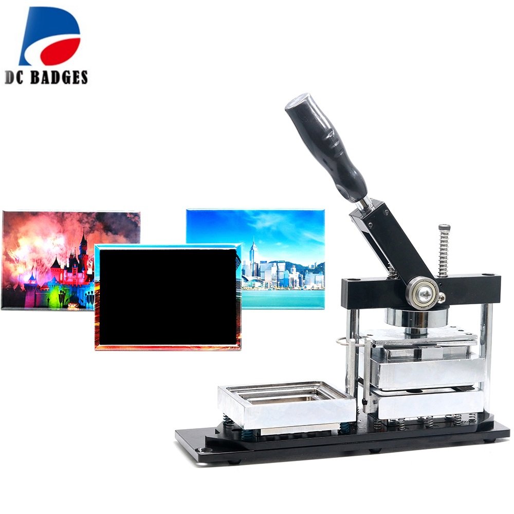 90*65MM Angular Corner Machine With A Simple Style Cutter And 200PCS Materials Rectangle 90*65cm shape fridge magnet Button