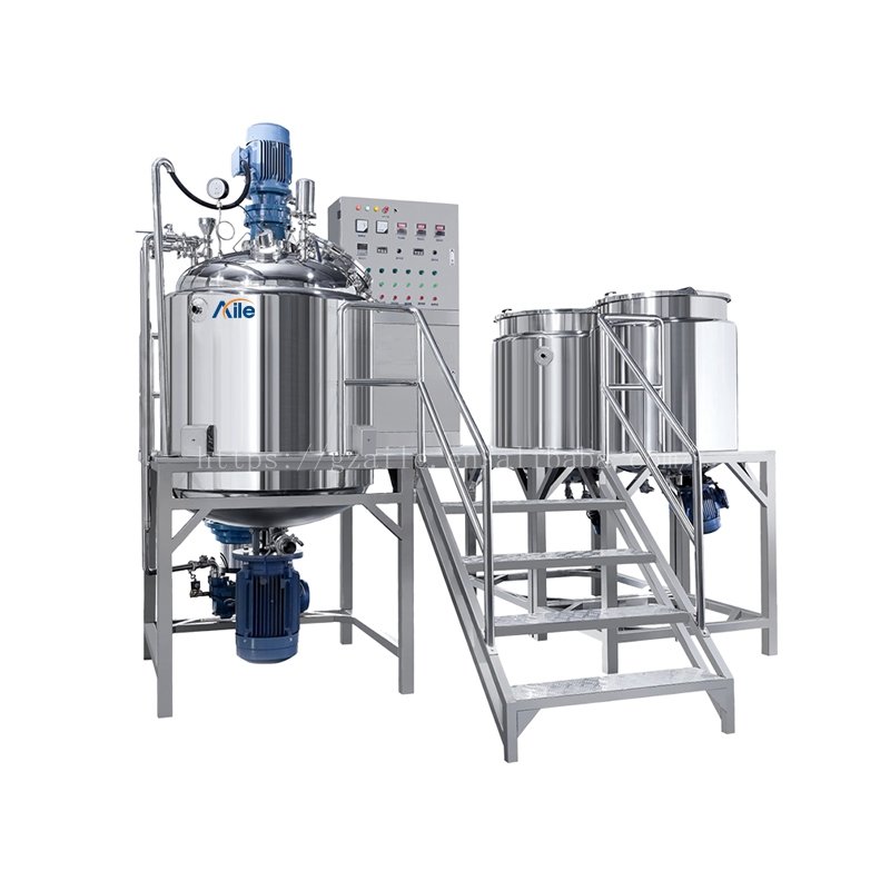 Aile High Quality 100L/200L/500L Body Lotion Homogenizer Vacuum Emulsifying Machine Mixer Shampoo Making Machine Mixing Tank
