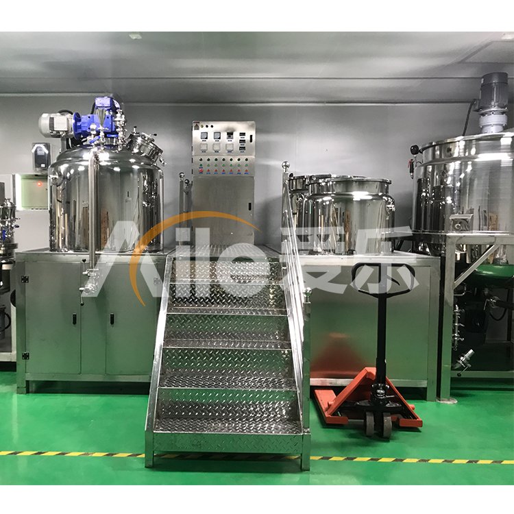 Aile High Quality 100L/200L/500L Body Lotion Homogenizer Vacuum Emulsifying Machine Mixer Shampoo Making Machine Mixing Tank