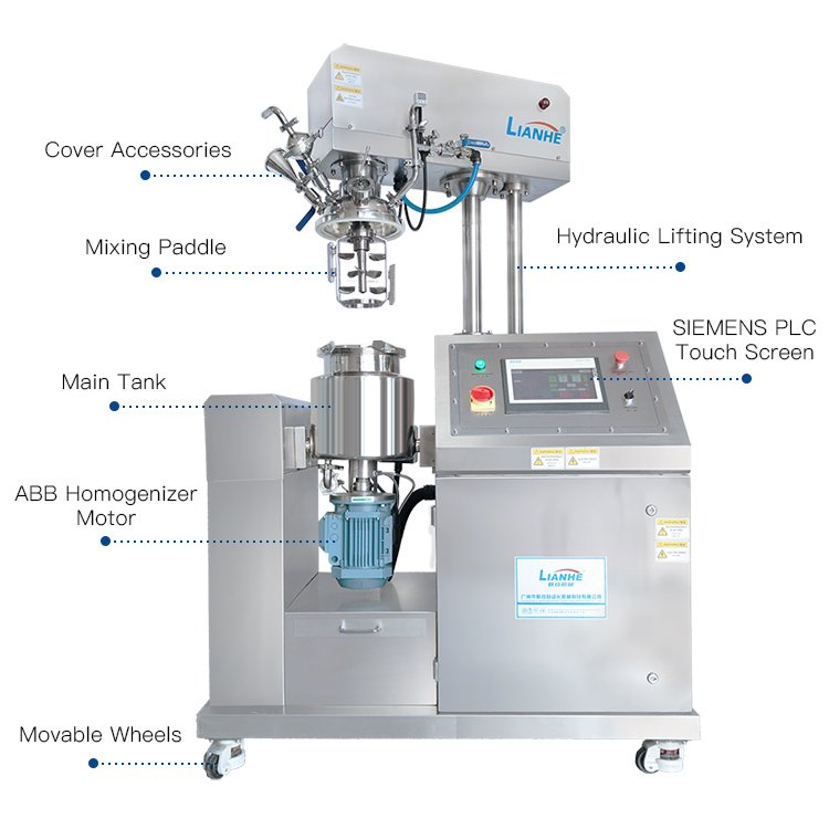 High Quality 5-25l Customized Mixing Equipment Body Lotion Cream Cosmetic Making High Shear Homogenizer Mixer Machine For Sale