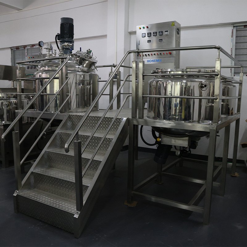 HoneMix 500kg Vacuum Cream Lotion High Shear Homogenizer Mixer Double Jacket Heating Petroleum Jelly Making Machine