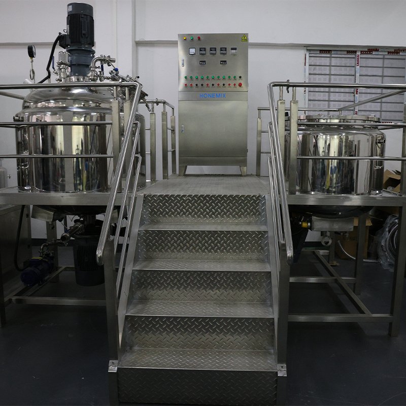 HoneMix 500kg Vacuum Cream Lotion High Shear Homogenizer Mixer Double Jacket Heating Petroleum Jelly Making Machine