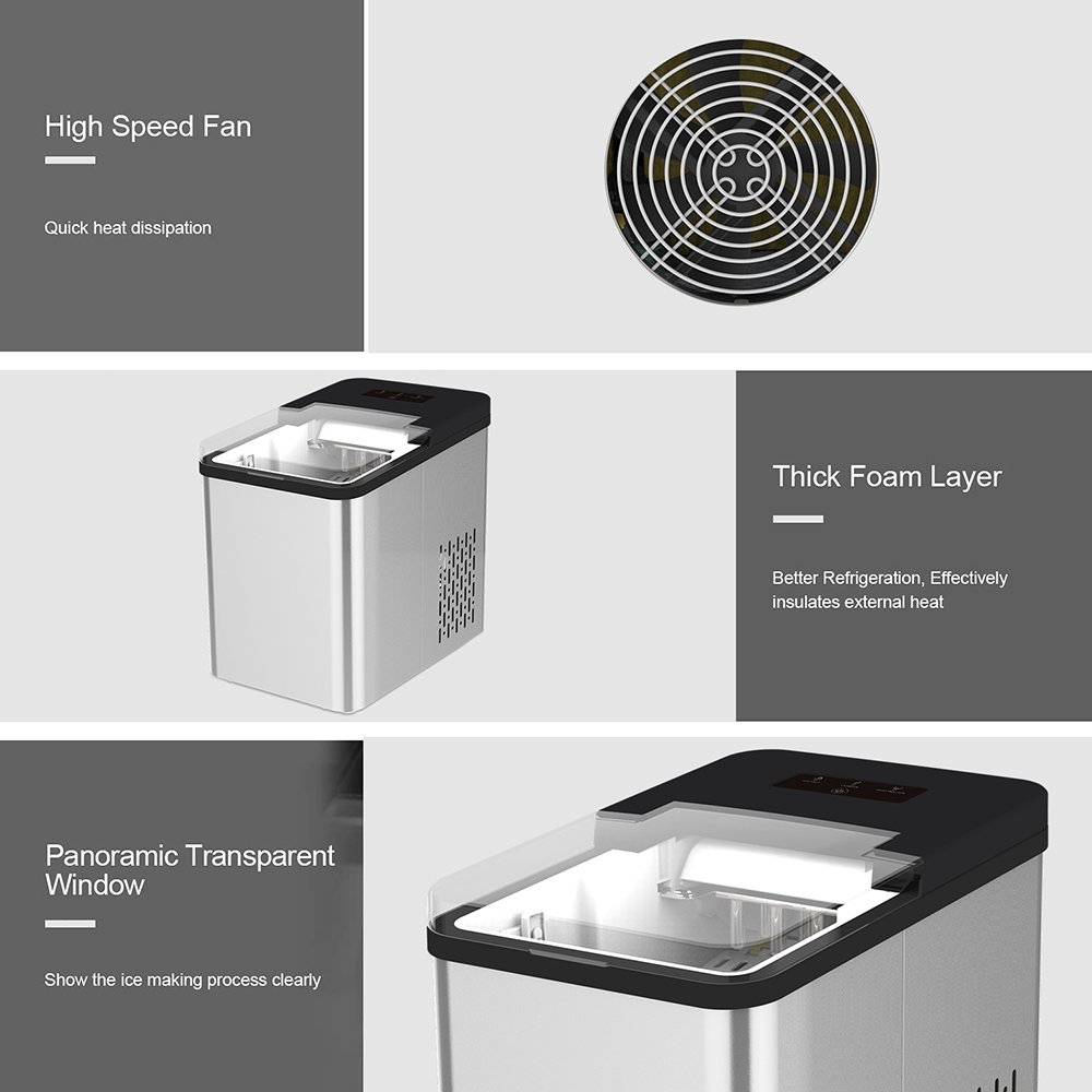 Professional Tabletop Ice Making Machine 12KG Mini Ice Maker Machine Countertop Self-Cleaning Function Home Party ETL CE CB
