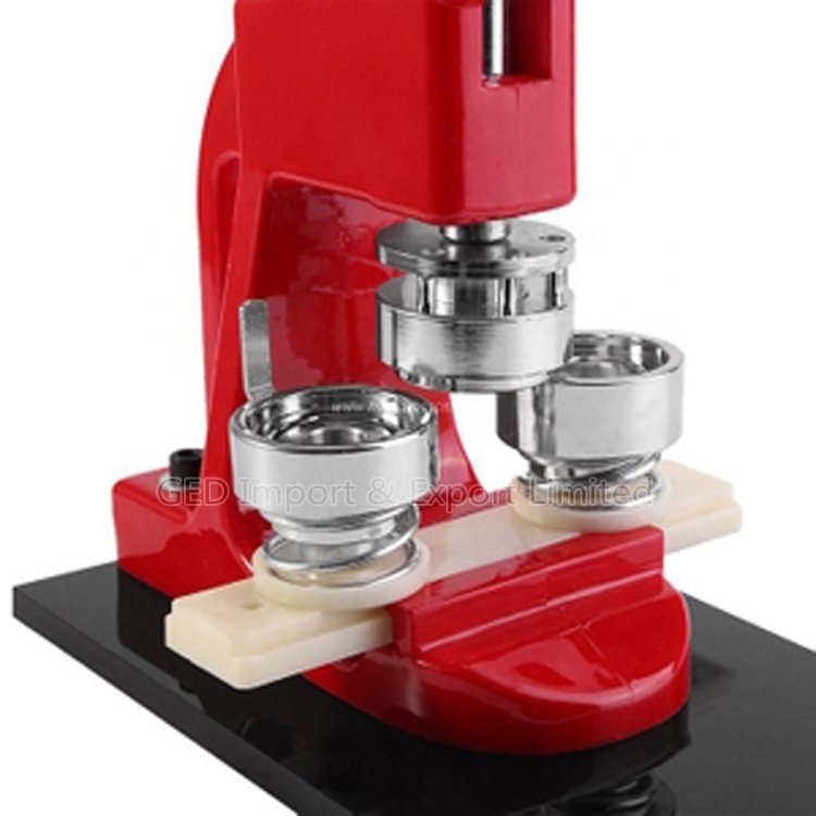 GED Plastic Badge Button Making Machinery Bottle Opener Automatic Metal Pin Badge Maker Machine