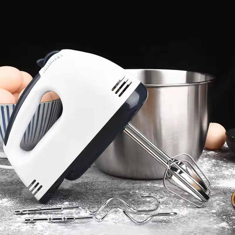 7-Speeds Lightweight Hand-Held Electric Mixer Portable Powerful Kitchen Mixer Stainless Steel Egg Whisk with Egg White Separator