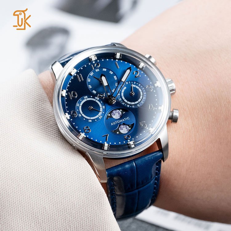 SANYIN new automatic watch for men custom luxury Classic Business Multifunctional Moon Phase OEM Logo Mechanical watches maker