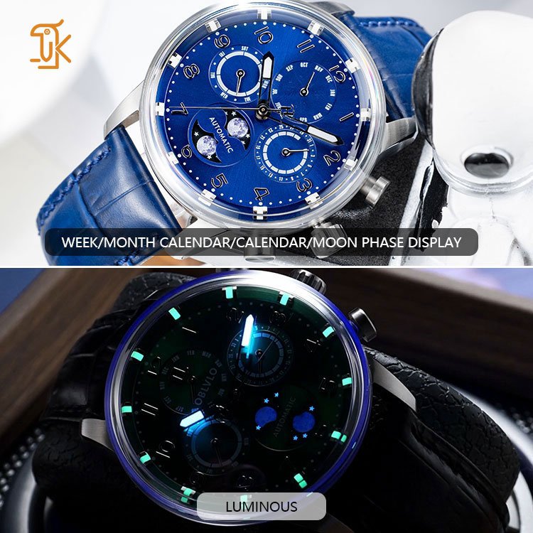 SANYIN new automatic watch for men custom luxury Classic Business Multifunctional Moon Phase OEM Logo Mechanical watches maker