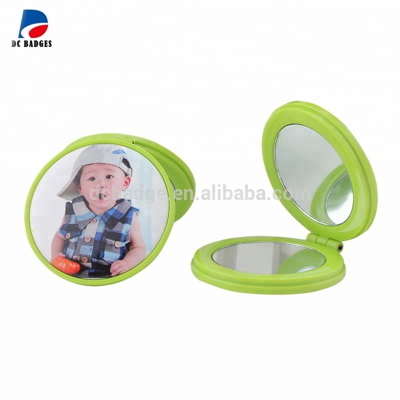 Multi color 2 1/4" 58mm Double faced folding mirror, cosmetic mirror button machine making material