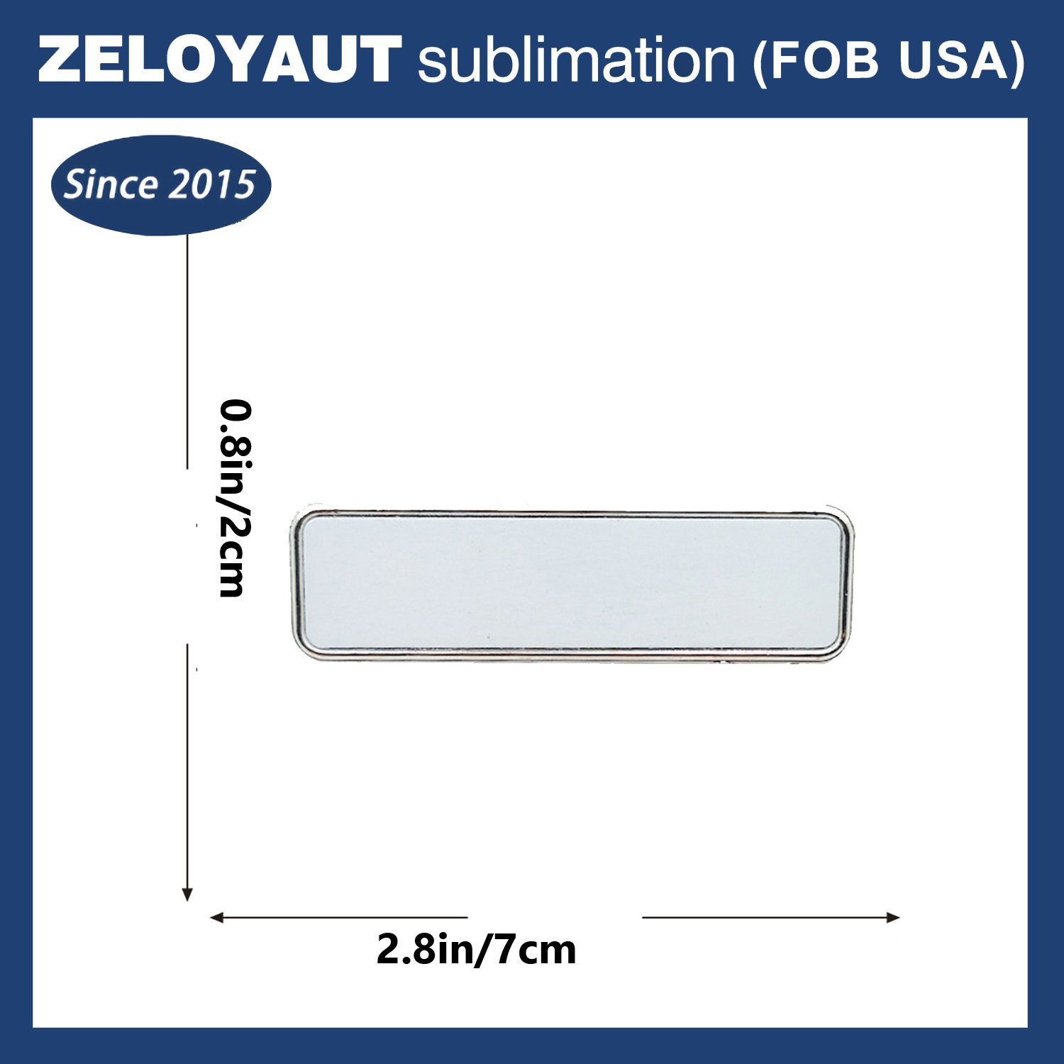ZELOYAUT USA warehouse available Rectangle Zinc Alloy meta magnet blank sublimation lapel Pin Sliver and Golden pins badge