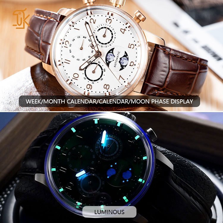 SANYIN Customized OEM Logo Automatic Watch For Man Luxury Classic Business Moon Phase Mechanical Wrist Watches manufacturer