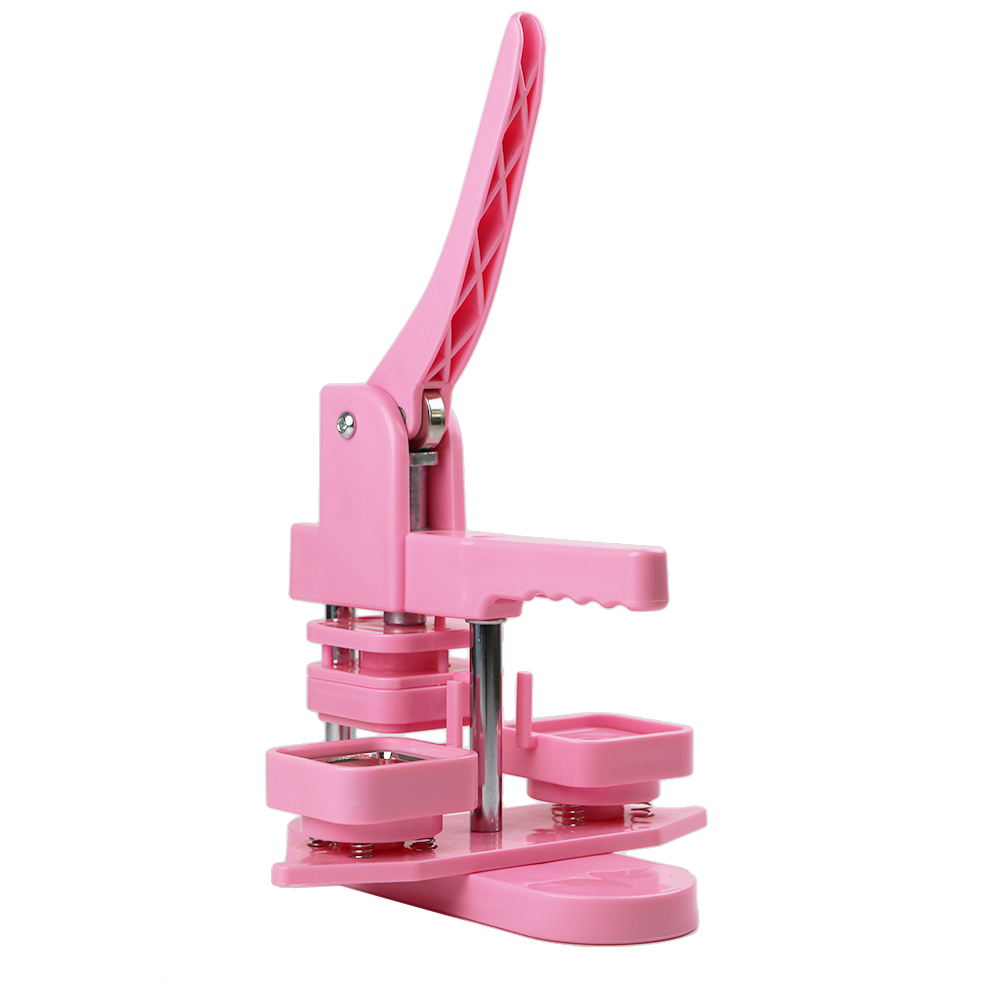50*50mm Pink Square Plastic Button Maker+100PCS Magnet Material+100PCS Blank paper+ Cutting Template