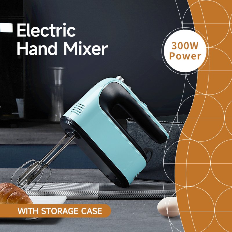 5-Speed Hand Held Mixer 300 Watt Manual Hand Mixer with Storage Box 6 Attachments Copper Motor Hand Mixer Electric