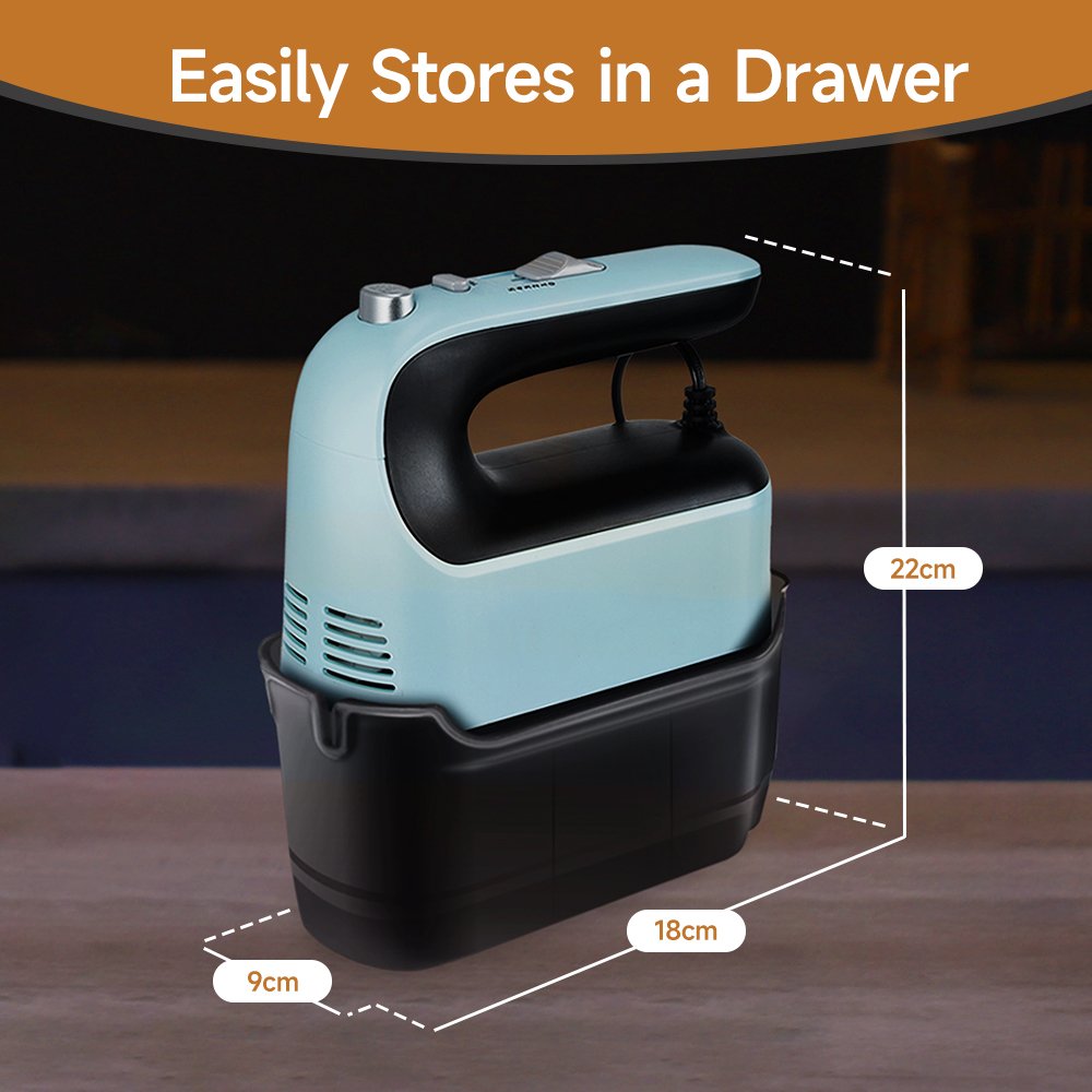 5-Speed Hand Held Mixer 300 Watt Manual Hand Mixer with Storage Box 6 Attachments Copper Motor Hand Mixer Electric