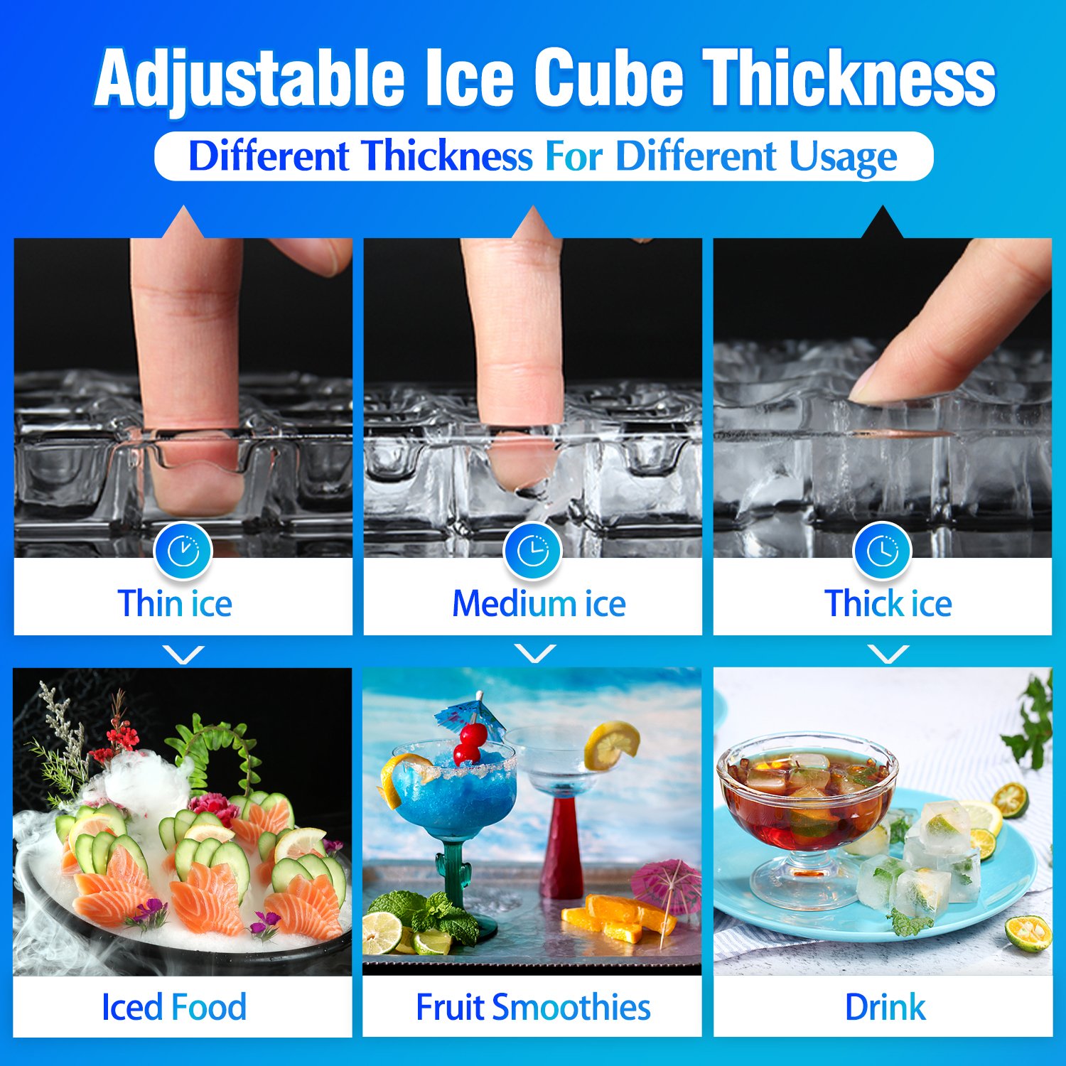 Stainless Steel 36 pcs Ice Cube Maker 30KG Tabletop Cube Ice Making Machine Commercial Use for Home Office Party CE CB ETL