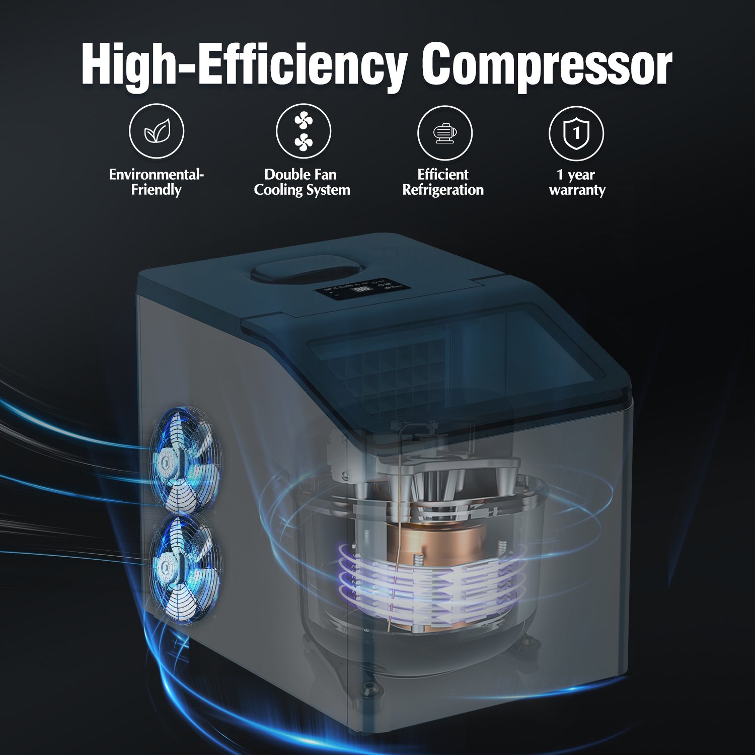 Stainless Steel 36 pcs Ice Cube Maker 30KG Tabletop Cube Ice Making Machine Commercial Use for Home Office Party CE CB ETL