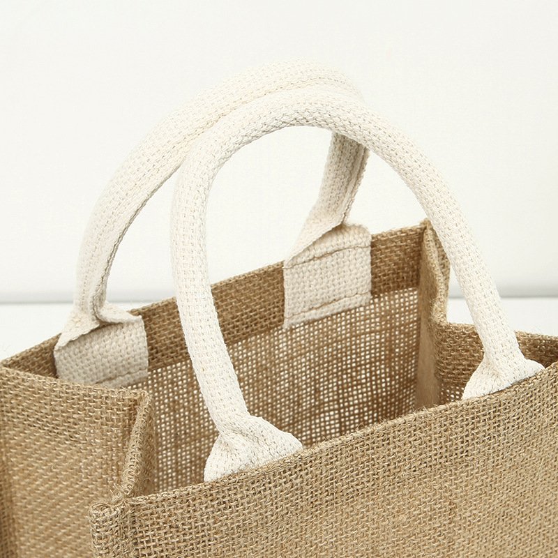 Christmas Custom 10*14cm Linen Sack Gift Drawstring Bag, Jute Drawstring Bags Pouch Burlap Bags With Tag Rope /