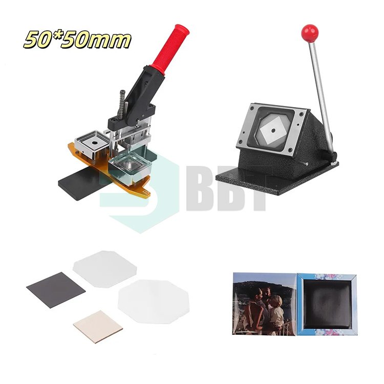 63.5*63.5Mm Square Shape Custom Photo Fridge Magnet Button Machine With Cutter And 1000Pcs Magnets