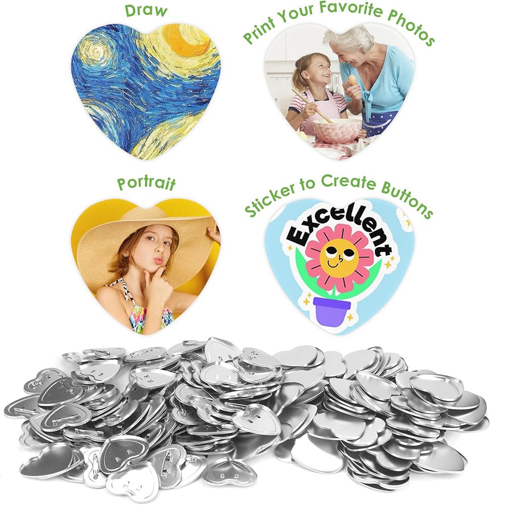 Hot Special heart shape Button Pin Badges Kit Glitter button badge raw material