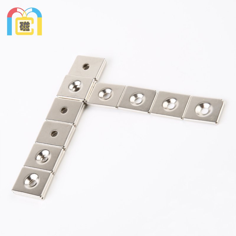 Free Samples Magnet Metal Custom from Magnet Making Machine Monopole Punching Countersunk Square Button Magnet Press N35