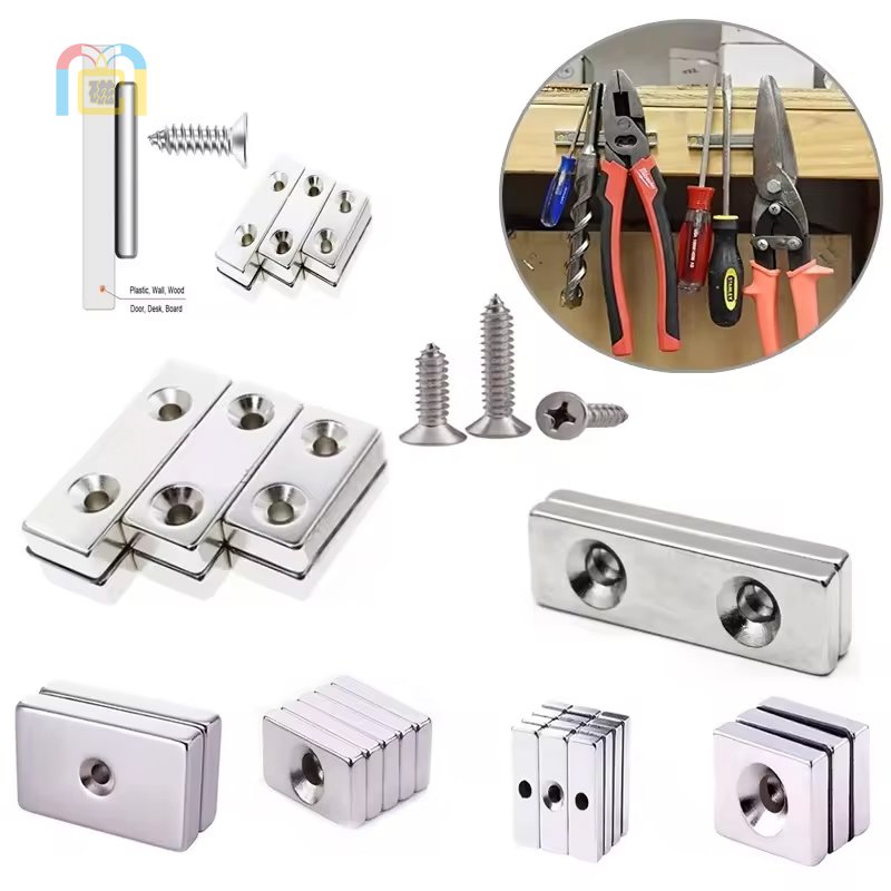 Free Samples Magnet Metal Custom from Magnet Making Machine Monopole Punching Countersunk Square Button Magnet Press N35