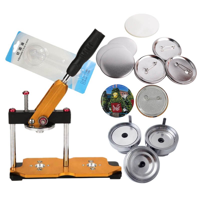 high quality button making machine rotating badge maker metal button press machine free cutter 100pcs pin badge