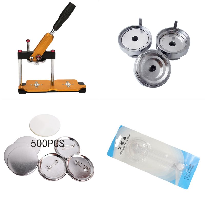 high quality button making machine rotating badge maker metal button press machine free cutter 100pcs pin badge