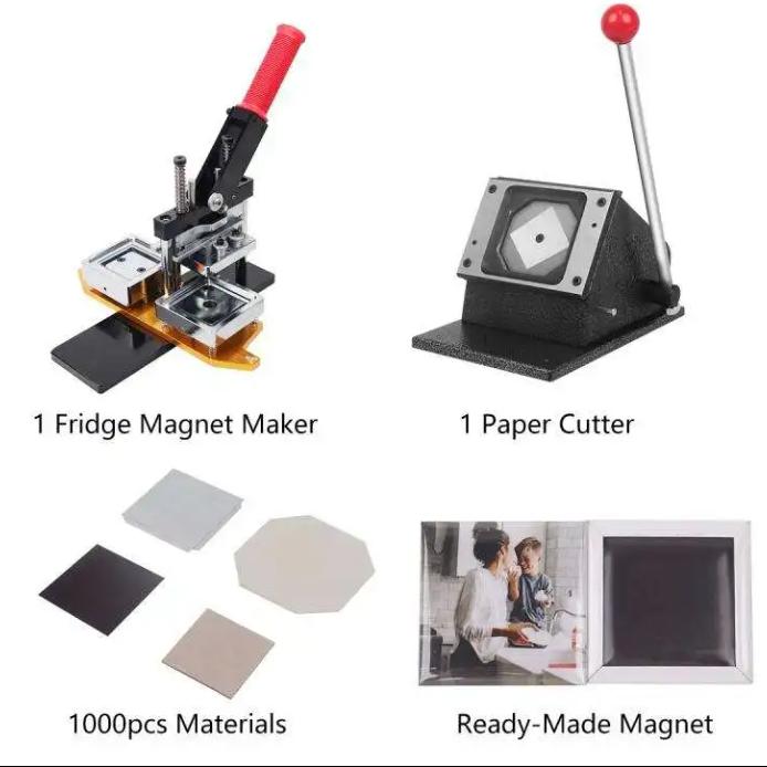 MIDE plastic manual 50x50 refrigerator photo fridge magnet making machine new metal button square fridge magnet making machine