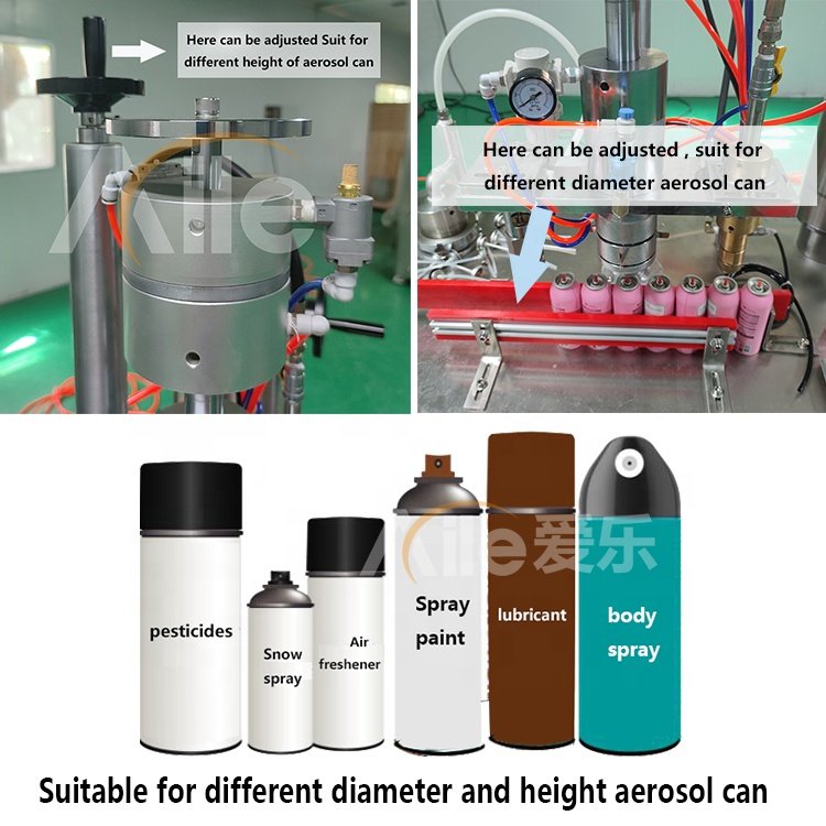 Factory price snow spray making machine aerosol spray can filling cramping machine 3 in 1