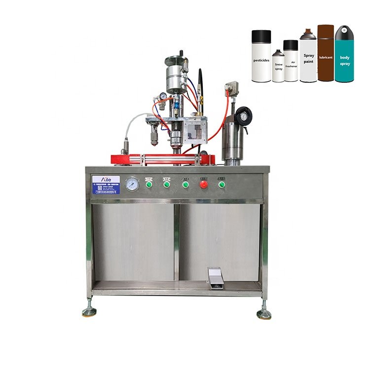 Factory price snow spray making machine aerosol spray can filling cramping machine 3 in 1