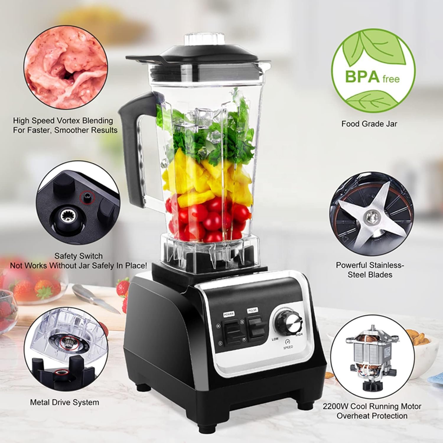 high speed 2l capacity fruit commercial blender highest rated blender for making smoothies power tech lowest price on blender