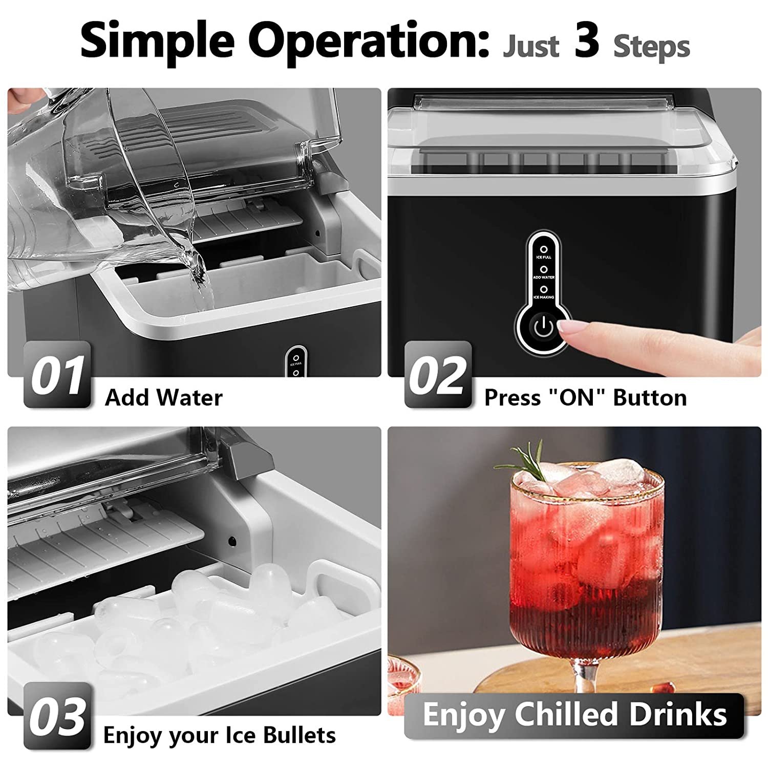 Factory Custom Automatic Low Noise Ice Machine Countertop 12KG 26lbs 8pcs batch