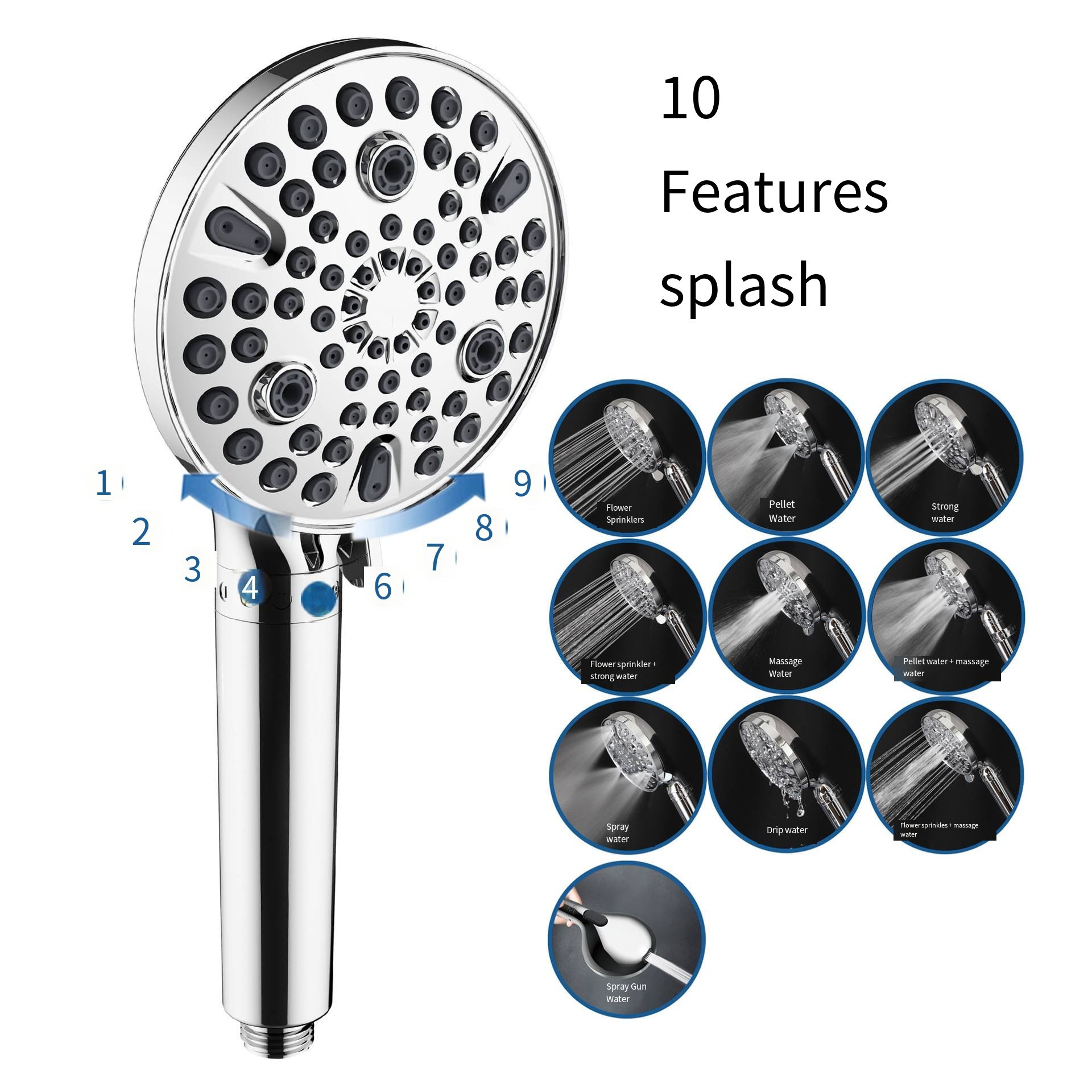 Filter gun shower Supercharged shower head smart rainfall Multi-function spray shower head