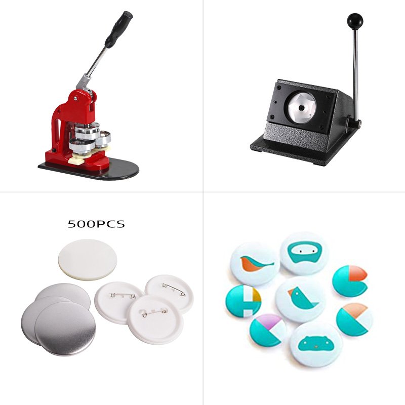 Button Maker Machine Pin Badge press machine with pin back button material 500set