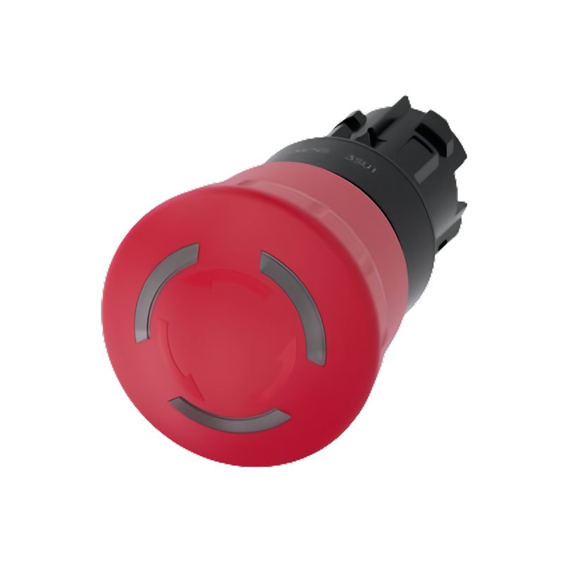 New Original Pushbutton 3SU1001-1HB20-0AA0 22 mm, Round, Plastic, Red,40 mm, Positive latching, Acc. to EN ISO 13850