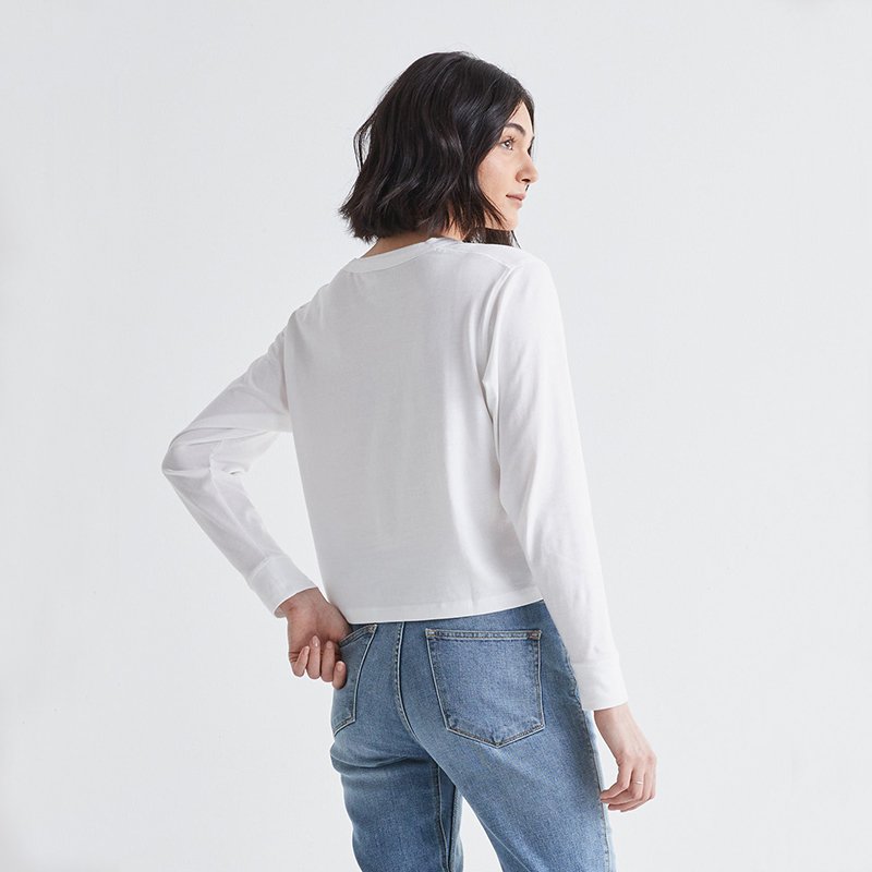 Women relaxed fit bamboo long sleeve cropped top t shirt for women made with organic bamboo and natural cotton fabrics with logo