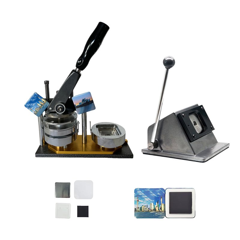 80X53mm magnet making machine 50*50 square-fridge-magnet-making-machine hand press 63.5X63.5mm magnetic machine photo