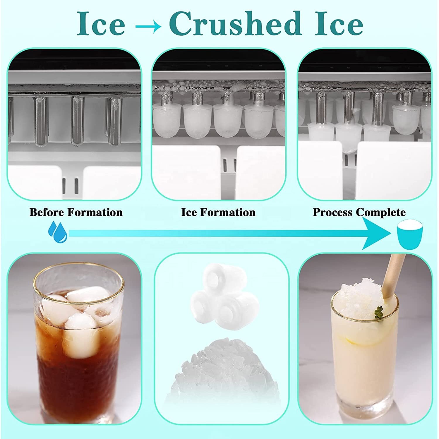 15KG Self-Cleaning Home semi professional use Ice Maker Machine with shaver for home restaurant shops business