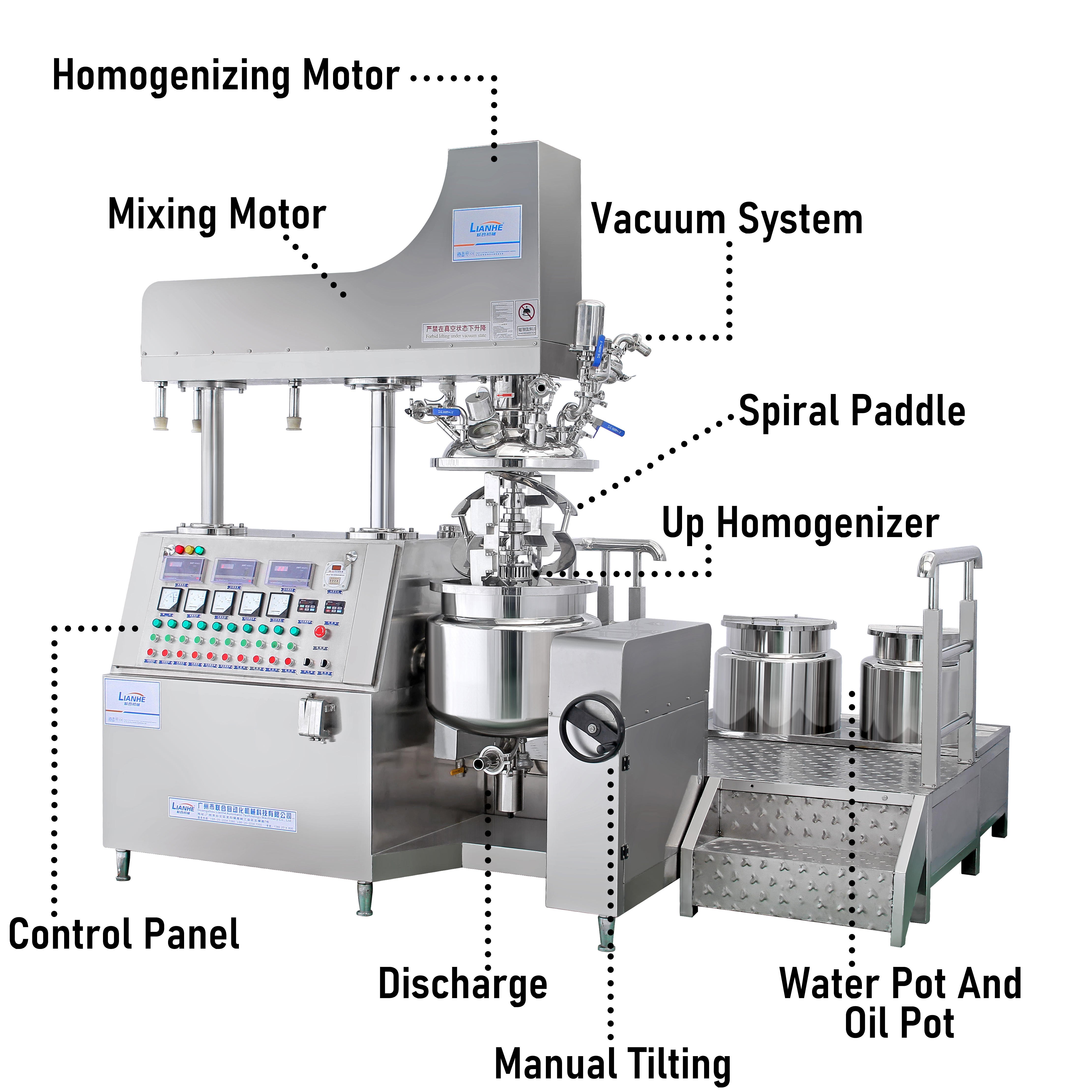 50l 100l Cosmetic Cream Skincare Making Machine With Heating Toothpaste Mayonnaise Vacuum Emulsifying Mixer