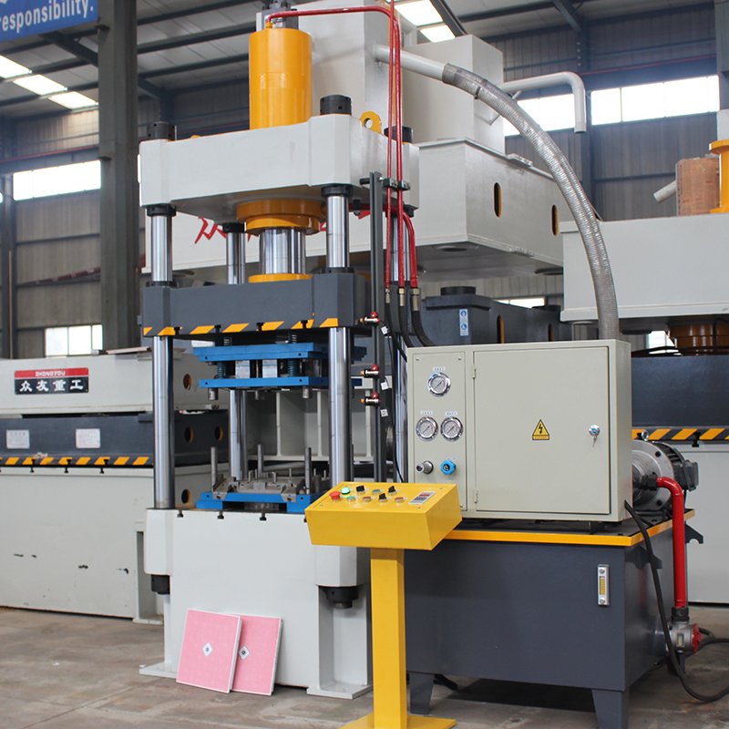 Four columns 200 ton 3D wall decorative tiles metal tile hydraulic presses aluminum button plate integrated ceiling