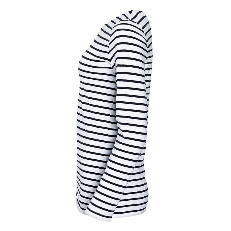 Custom Women's Long Sleeve Striped T-Shirt Classic-Fit Long-Sleeve Crewneck Shirt Tops Slim Fit Blouses Scoop Neck Tee