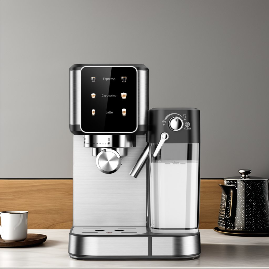 Full Function Commercial Household Digital Button Espresso Machine With Milk Frother Coffee Maker