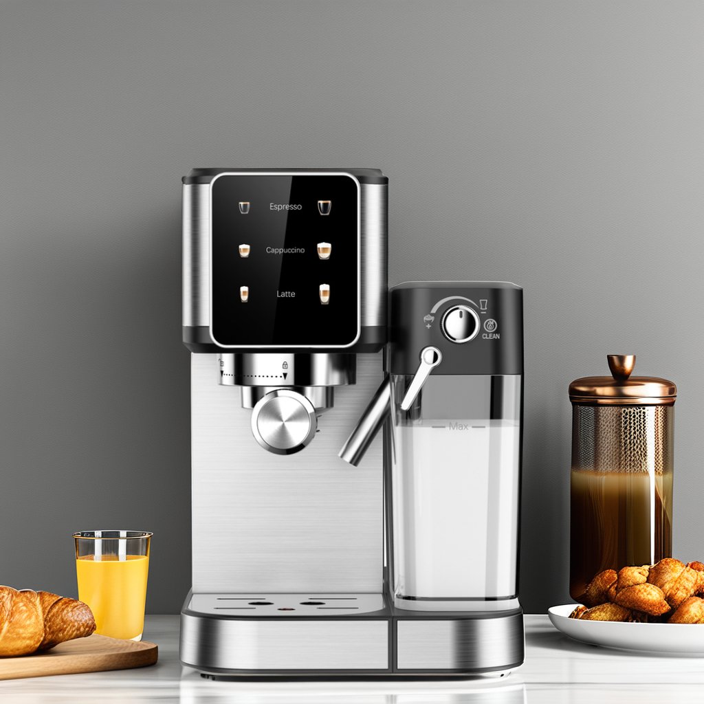 Full Function Commercial Household Digital Button Espresso Machine With Milk Frother Coffee Maker
