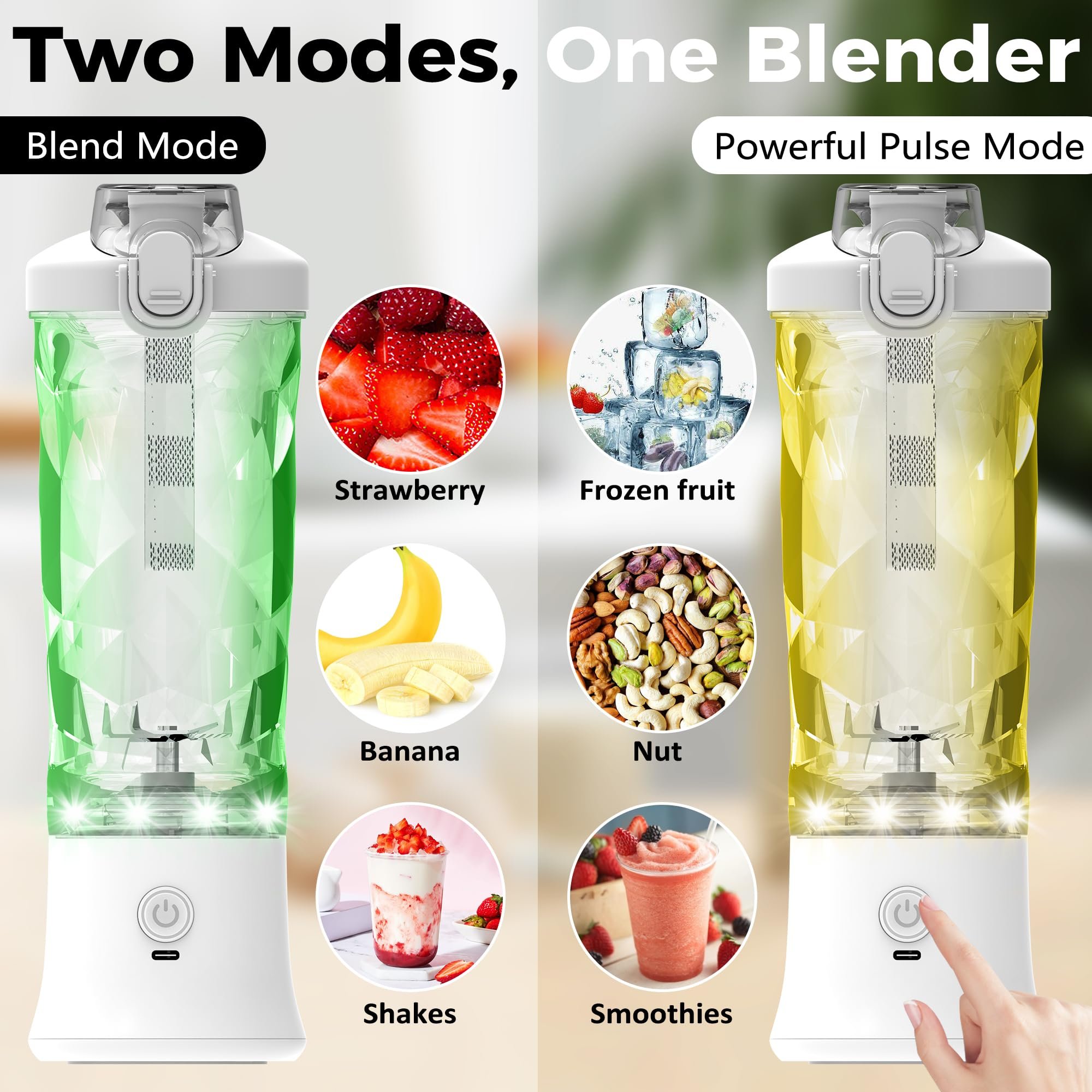 Portable Blender Mini Mixer Electric Juicer Machine Fresh Fruit Juice Blender Smoothie Maker Blender Cup Bottle Travel Kitchen