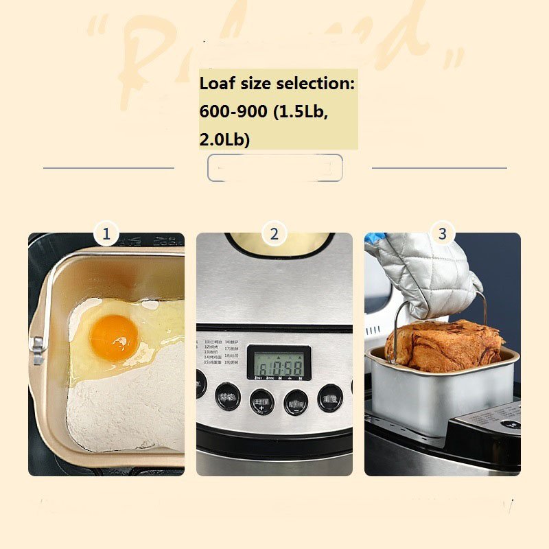 Household bread machine fully automatic multi-function kneading small and dough fermented breakfast toaster bread making machine