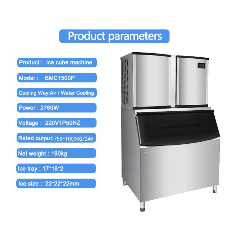 commercial 1000kg/24h ice maker cube Industrial ice making machine for bar