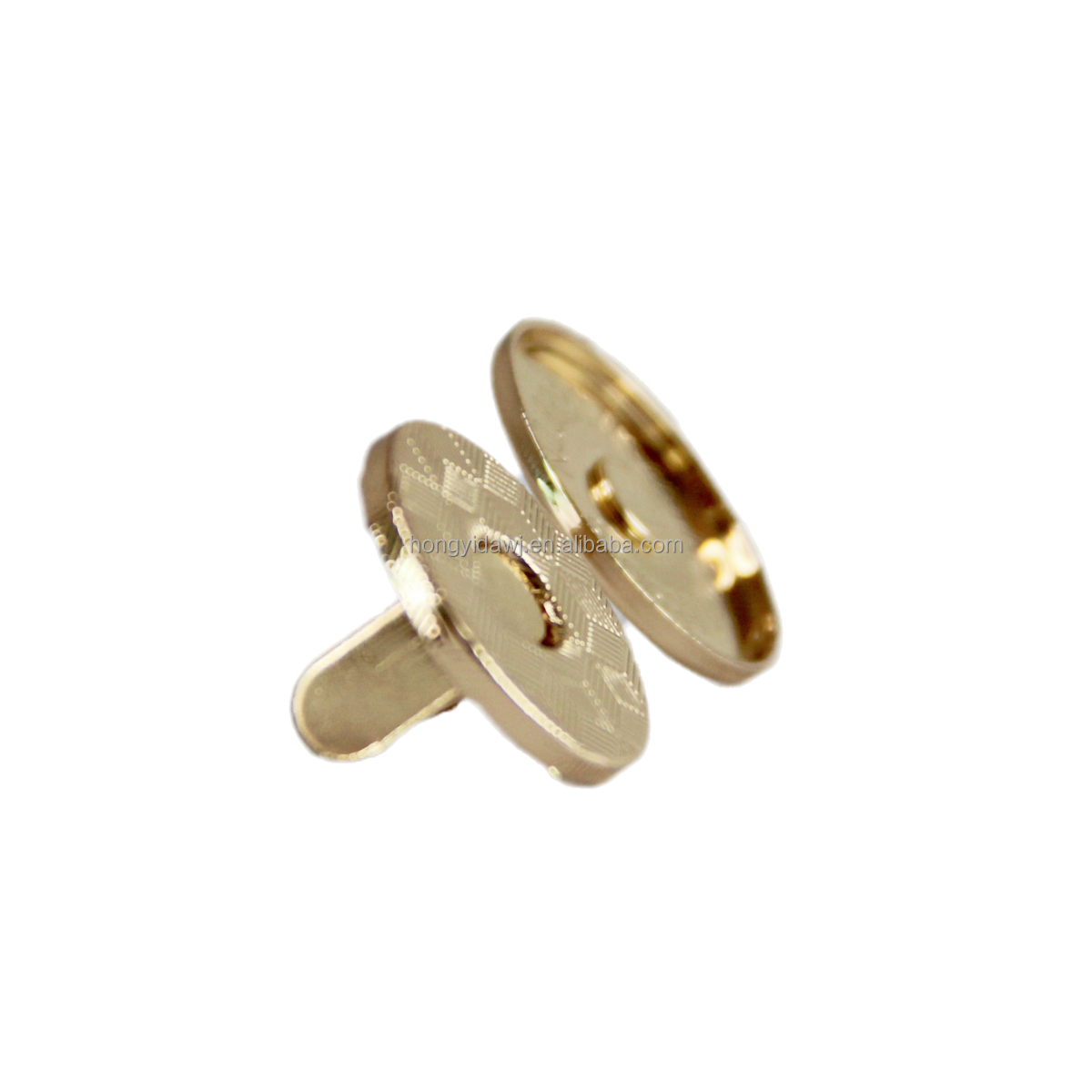 18mm Slim Full-lid Barrel plating Copper Magnetic button for handbag Light Gold Metal snaps for purse and clothes