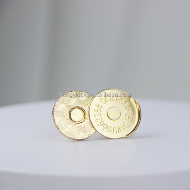 18mm Slim Half-lid Barrel Plating Copper Magnetic button for handbag Light Gold Metal snaps for purse and clothes