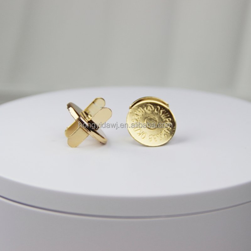 18mm Slim Half-lid Barrel Plating Copper Magnetic button for handbag Light Gold Metal snaps for purse and clothes