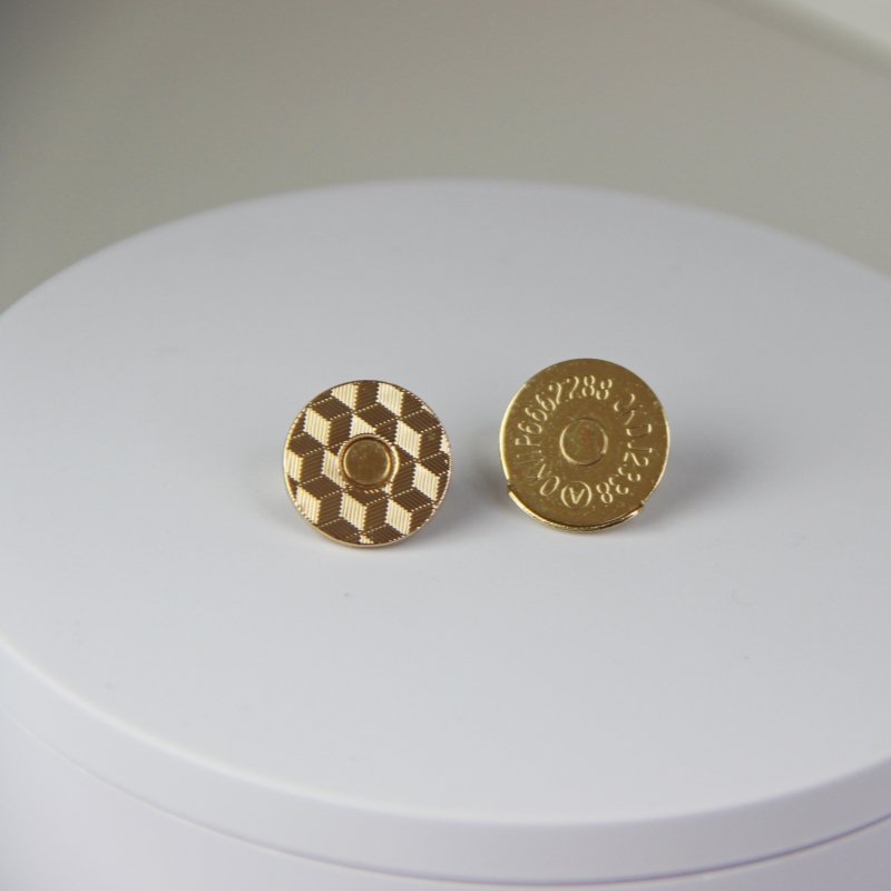 18mm Slim Half-lid Barrel Plating Copper Magnetic button for handbag Light Gold Metal snaps for purse and clothes